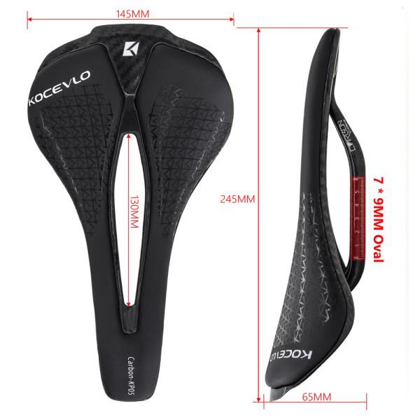 Kocevlo Ultra Light Pu Leather Bike Saddle With Carbon Base & Carbon Rails, Hollow Breathable Shock Absorbing Ergonomic Seat For Road & Mtb Cycling Comfort尺寸